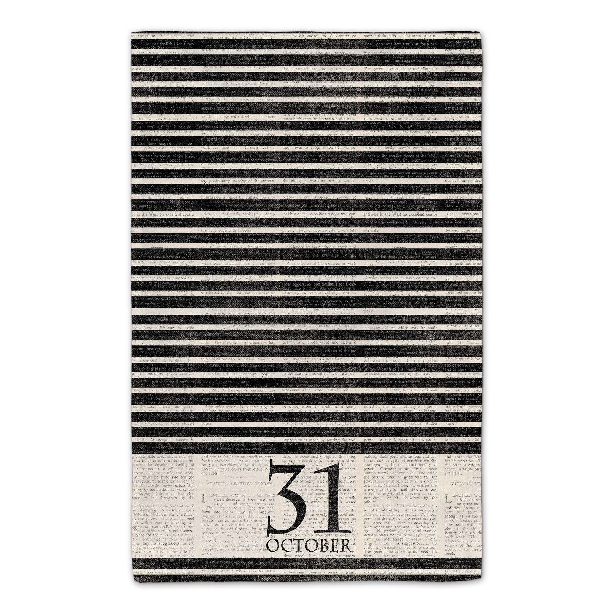 Halloween Date Newspaper Distressed Tea Towel Set